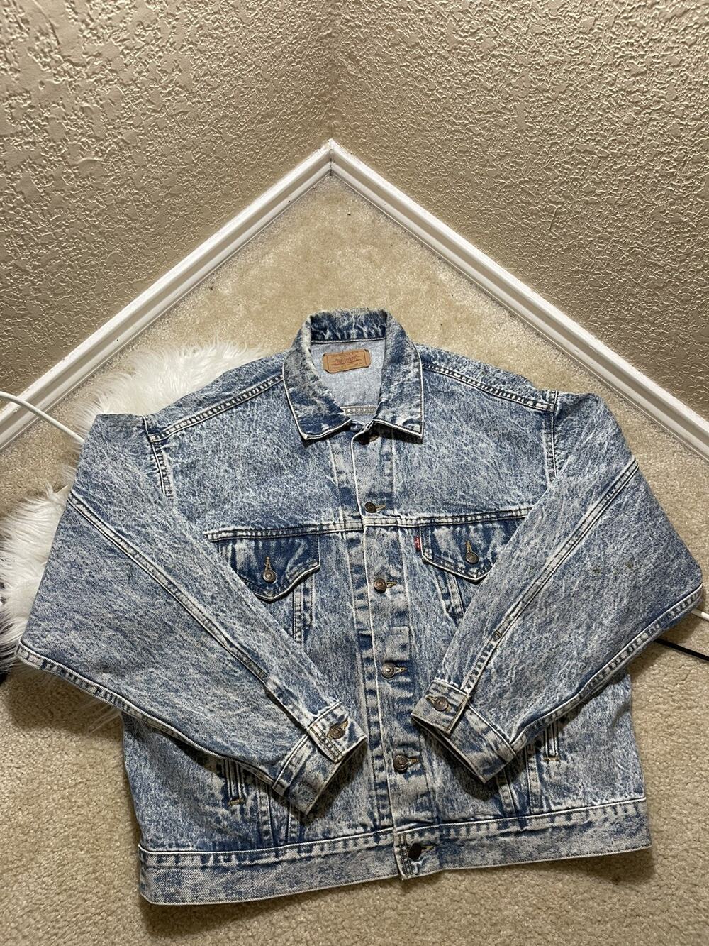 Levi's 70507 0219 Trucker Jacket Mens XL Blue Acid Wash Vintage 90s Made in USA
